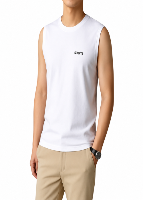 Zohan Tex Men’s White Cotton Tank Top – Casual & Comfortable