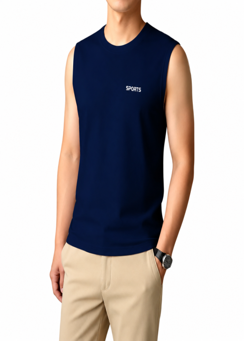 Zohan Tex Men’s Navy Cotton Tank Top – Casual & Comfortable