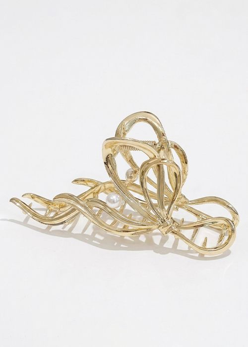Minimalist Pearl Knot Metal Hair Claw Clip