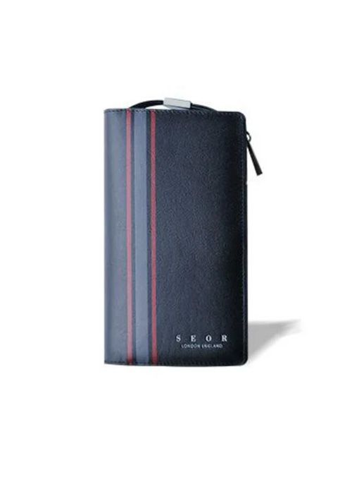 Black Leather Zip Around Long Wallet
