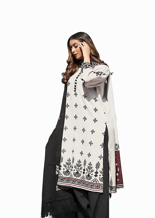Ivory Cotton Printed Kurta Dupatta Set