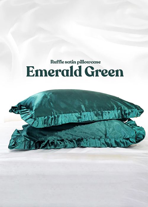 Emerald Green Ruffle Satin Pillowcase