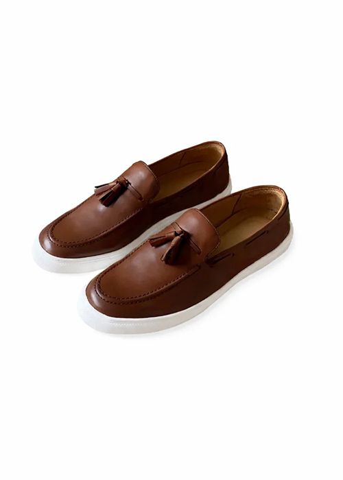 Men’s Brown Leather Tassel Slip-On Loafer