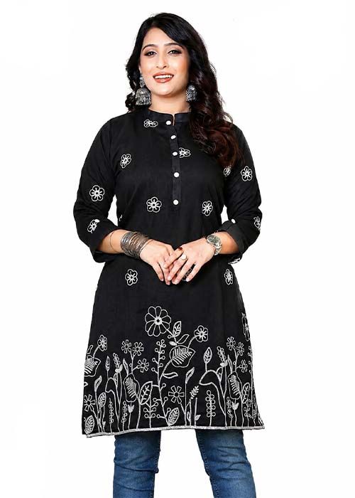 Women’s Noir Garden Embroidered Casual Kurti