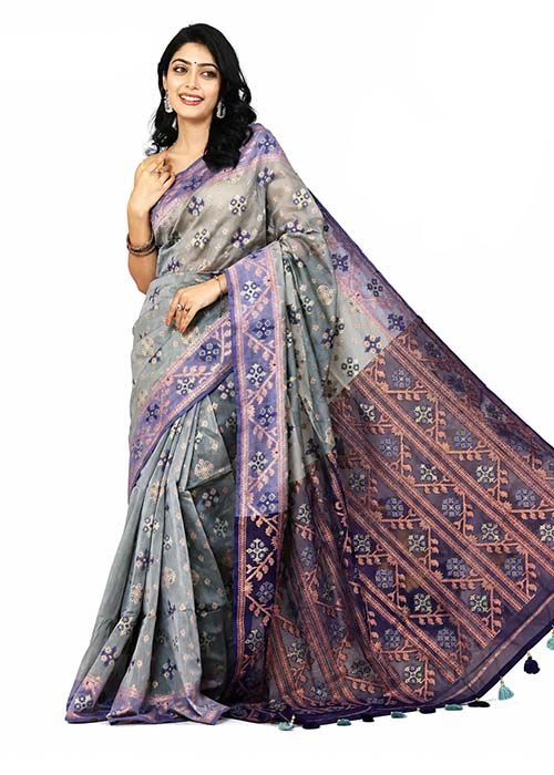 Women’s Smoky Lilac Artisan Saree