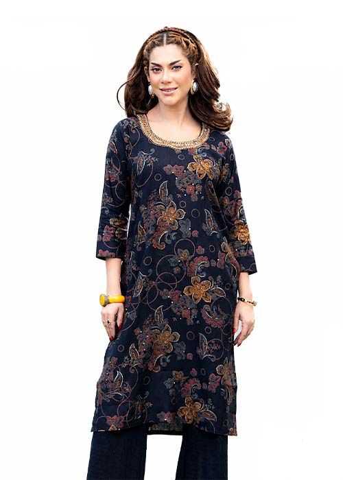 Women’s Navy Garden Art Casual Tunic