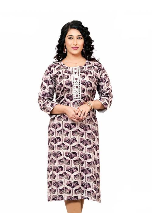 Women’s Mauve Mosaic Printed Straight Kurti