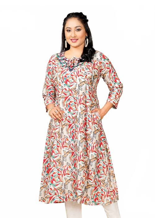 Women’s Carnival Brushstroke A-Line Kurti
