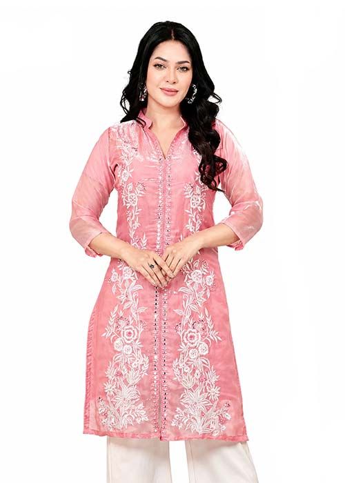 Women’s Blush Bloom Embroidered Kurti