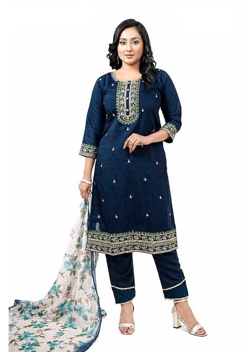 Women’s Midnight Petal Embroidered Suit Set