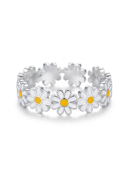 925 Sterling Silver Daisy Floral Finger Ring