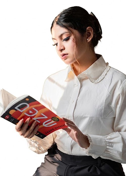 White Cotton Ruffle Collar Formal Shirt