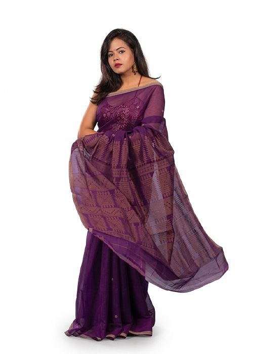 Sheer Organza Silk Saree with Zari Motifs and Border