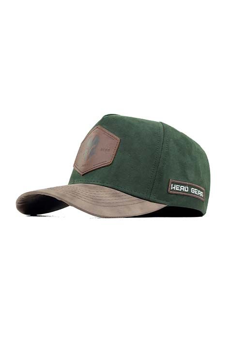 Green Suede Leather Patch High Crown Cap