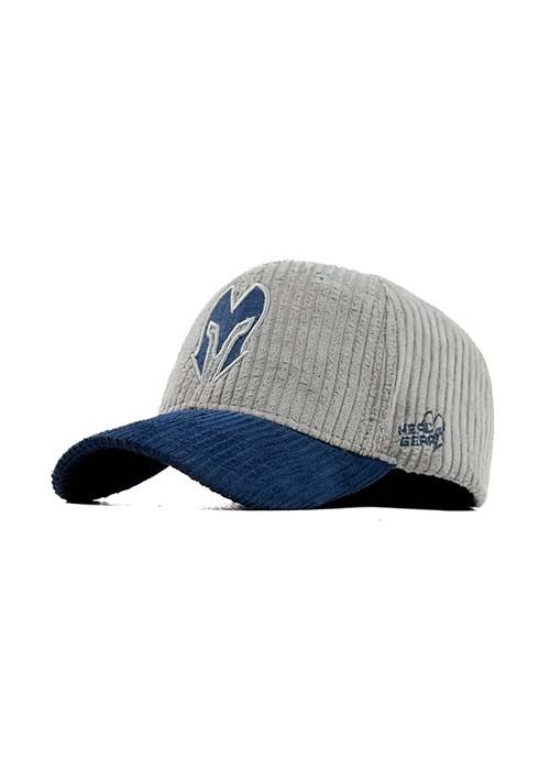 Grey Ribbed Cotton Embroidered Casual Curved Cap