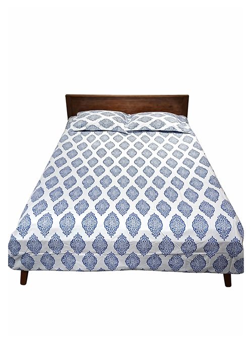 Blue Printed Cotton Bedsheet
