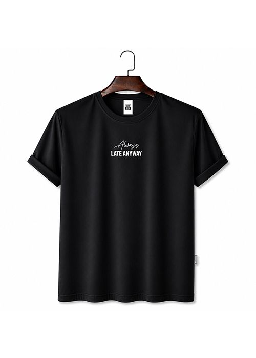 Black Slogan Print Casual T-Shirt