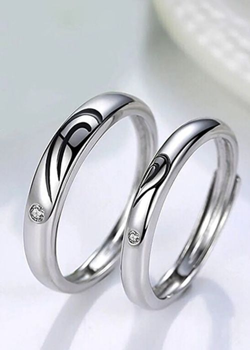 925 Sterling Silver Stone Couple Ring