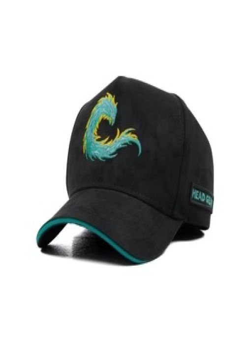 Black Cotton Teal Embroidered Graphic Casual Cap