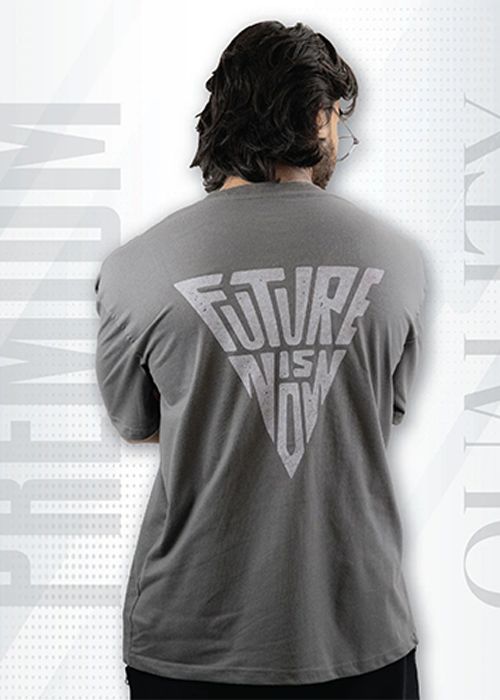 Drop Shoulder Cotton Futurism Graphic T-Shirt