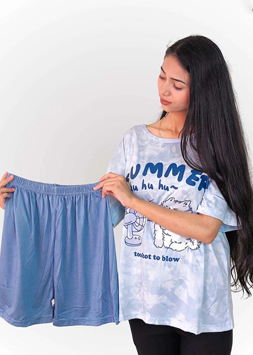 Women’s Cotton Printed Top & Shorts Loungewear Set