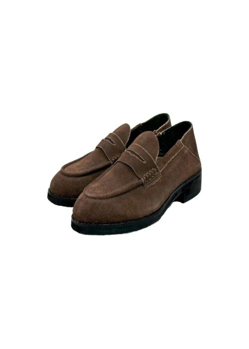 Suede Penny Loafers with Collapsible Heel