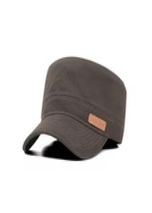 Brown Cotton Military Style Casual Flat Cap