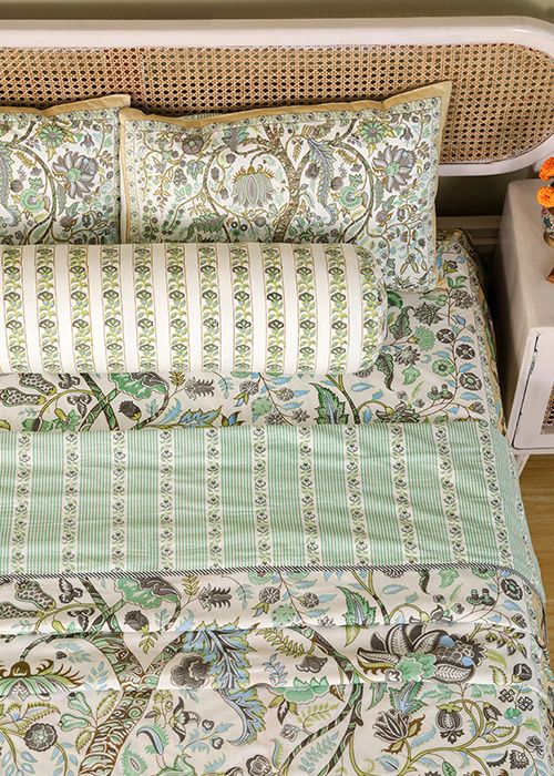 Tree of Life Bolster Cover – Beige & Green