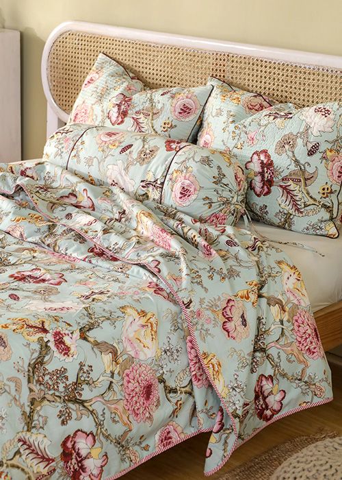 Elara Floral Pillow & Bolster Cover Set – Cotton Print- 1pcs bloster cover + 2pcs pillow Cover