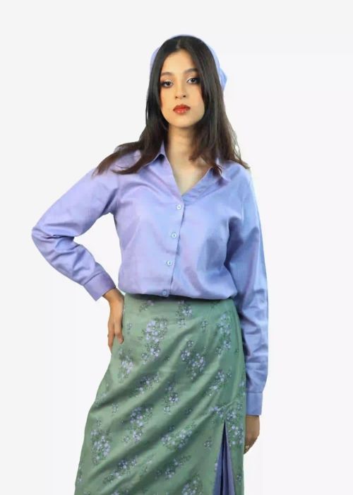 Lavender Cotton Formal Button-Down Shirt