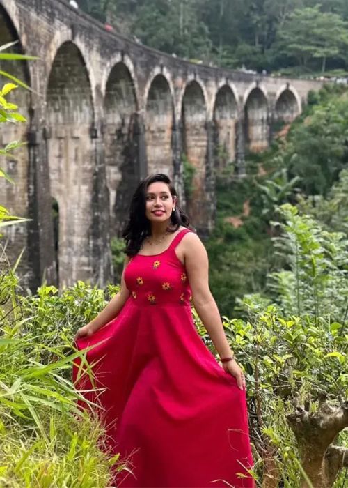 Red Cotton Embroidered Sleeveless Maxi Dress