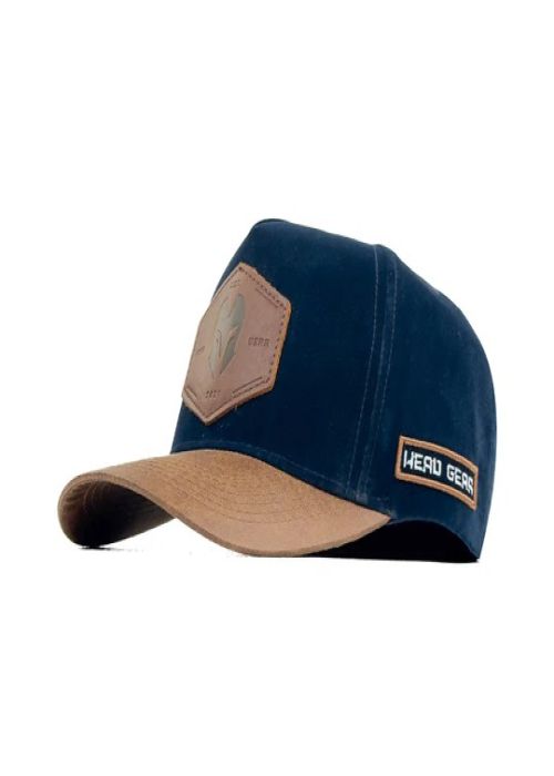 Navy Velvet Leather Patch High Crown Cap