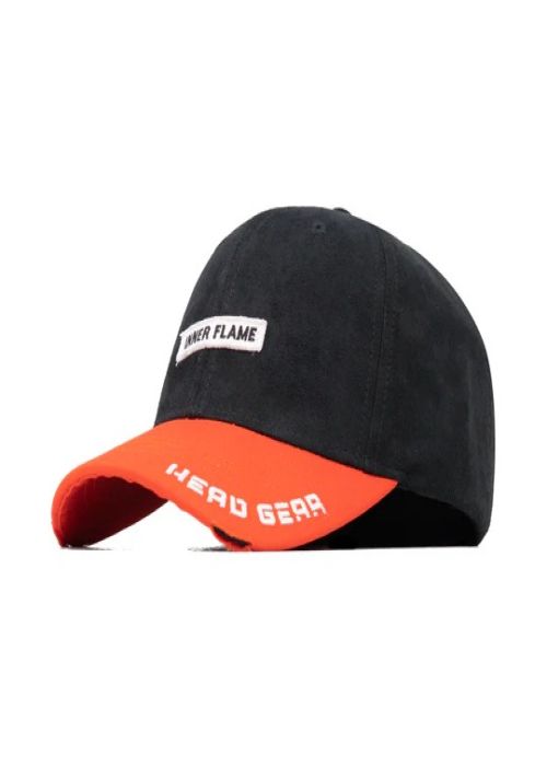 Black Red Suede Cotton Slogan Casual Cap