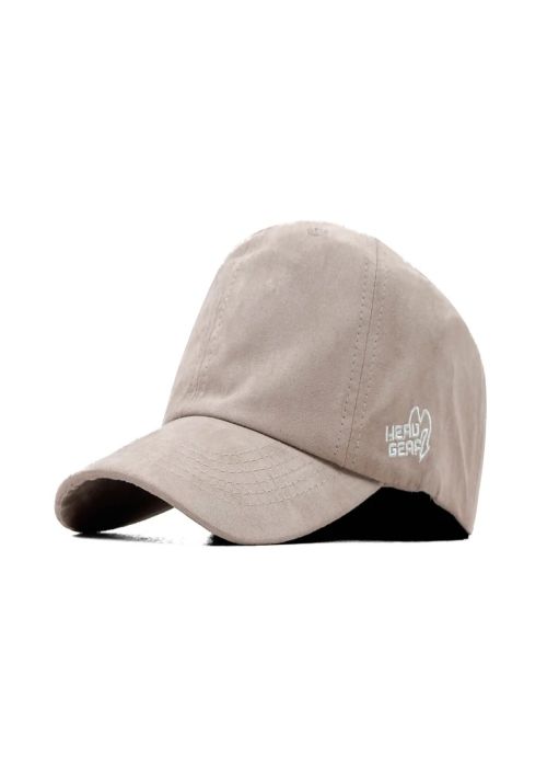 Beige Cotton Casual Curved Brim Cap