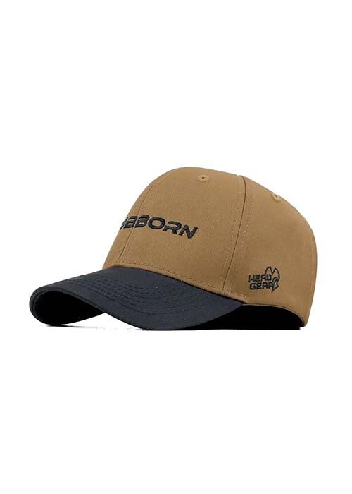 Khaki Cotton Baseball Cap with Logo Embroidery