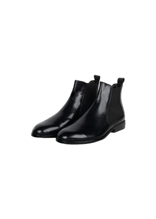Black Leather Chelsea Boots Classic Slip-On Style