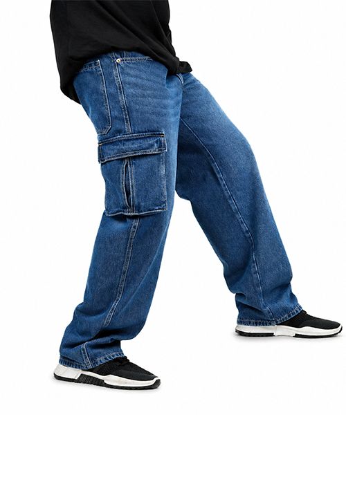 Blue Denim Cargo Jeans Pants