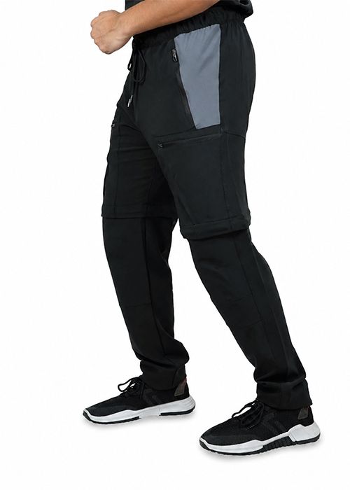 Men’s Black Grey Panel Cargo Jogger Pants