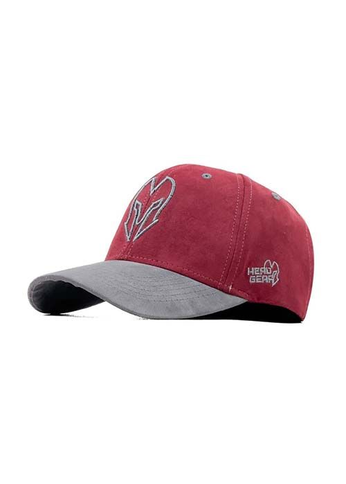 Maroon Cotton Baseball Cap with Grey Contrast Visor
