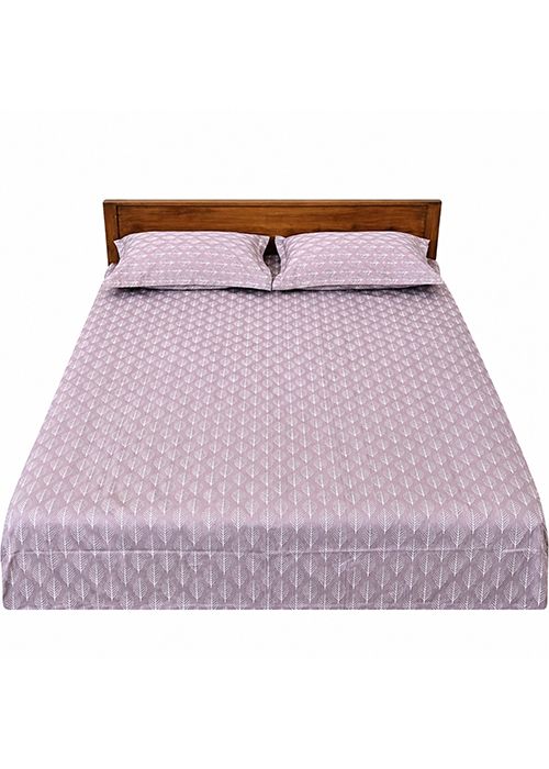 Mauve Geometric Print Cotton Bedsheet Set