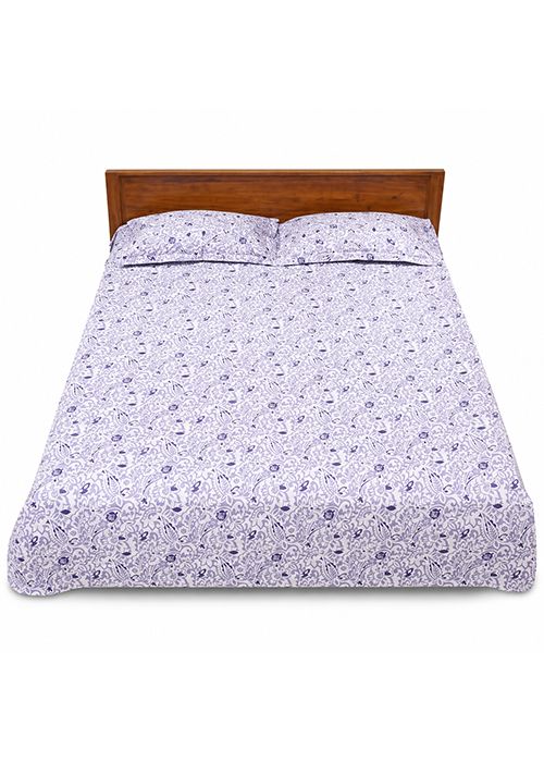 Lavender Floral Cotton Bedsheet Set
