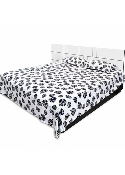 Monstera Print Cotton Bedsheet Set