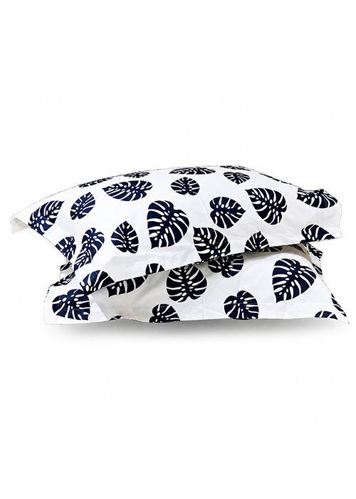 White Cotton Monstera Cushion Cover Set