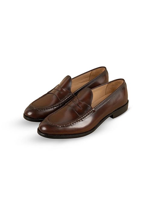 Reddish Brown Leather Penny Loafers