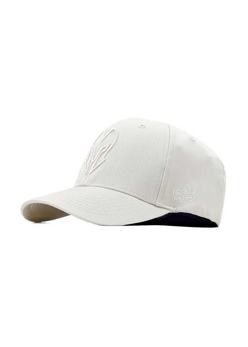 Off White Cotton Baseball Cap with Tonal Embroidery