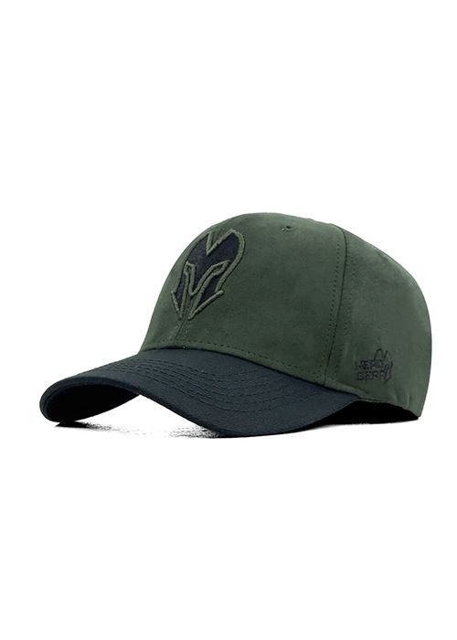 Olive Black Suede Cotton Embroidered Casual Cap