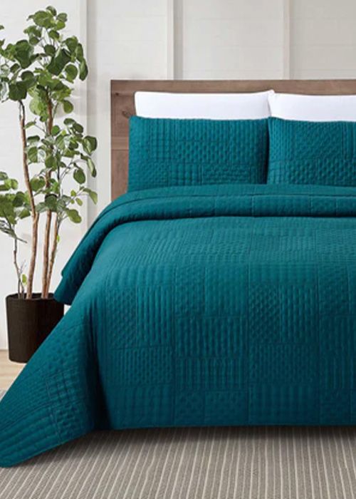 Teal Pinsonic Quilted Bedspread Set
