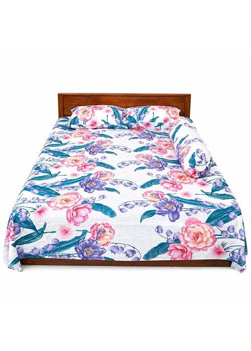 Pastel Floral Cotton Bedsheet Set