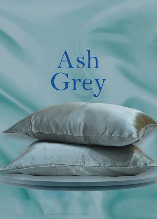 Ash Grey Satin Pillow Cover