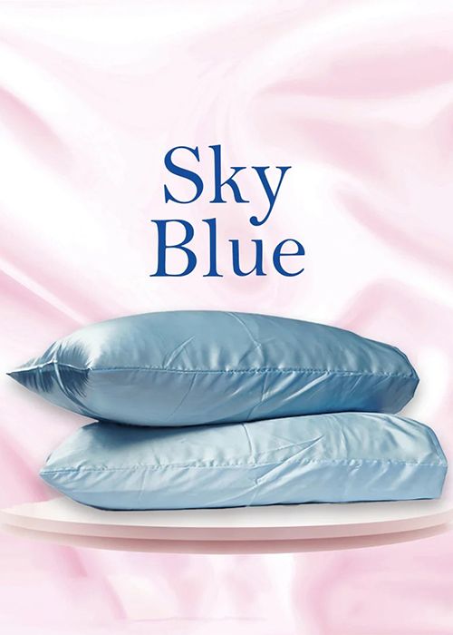 Sky Blue Satin Pillow Cover